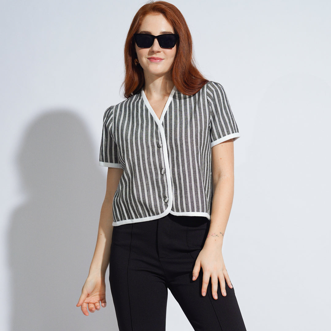 Brisa V-neck Linen Top