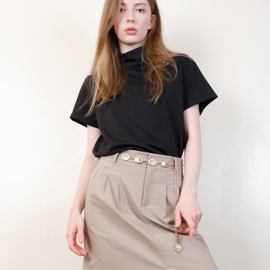 Divina High Neck Back Button Boxy Top