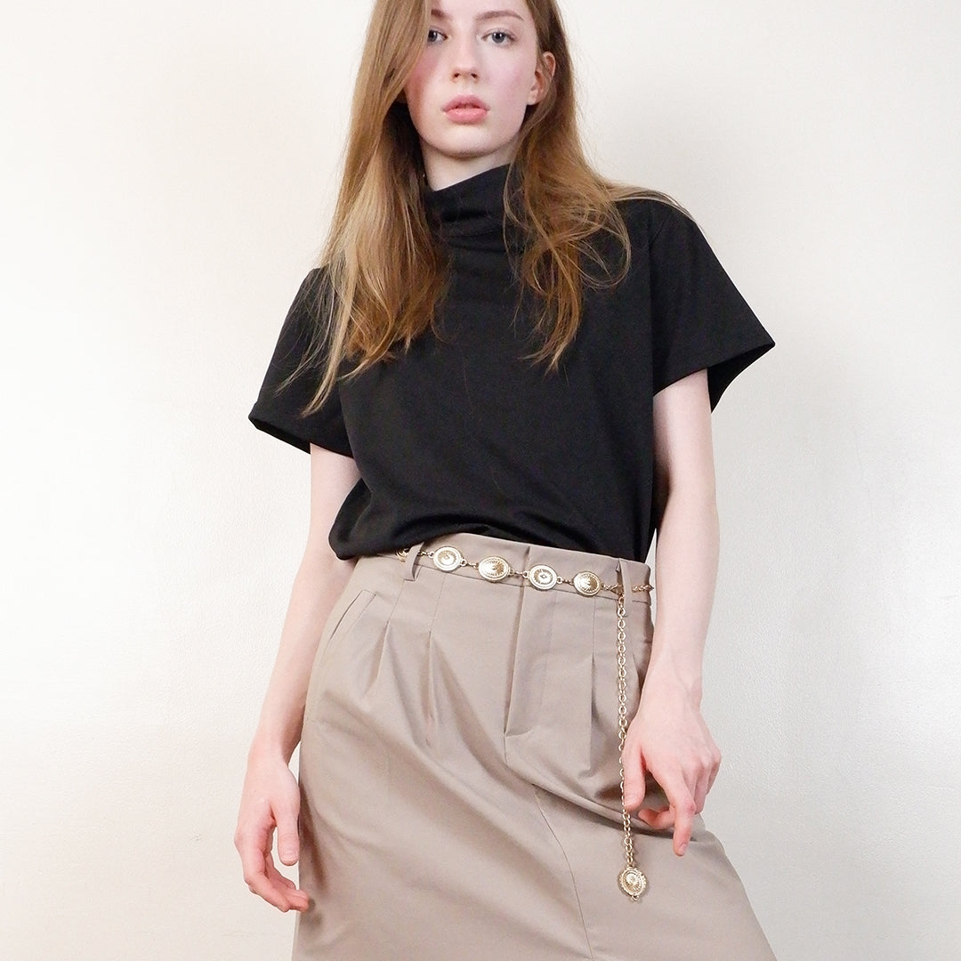 Divina High Neck Back Button Boxy Top