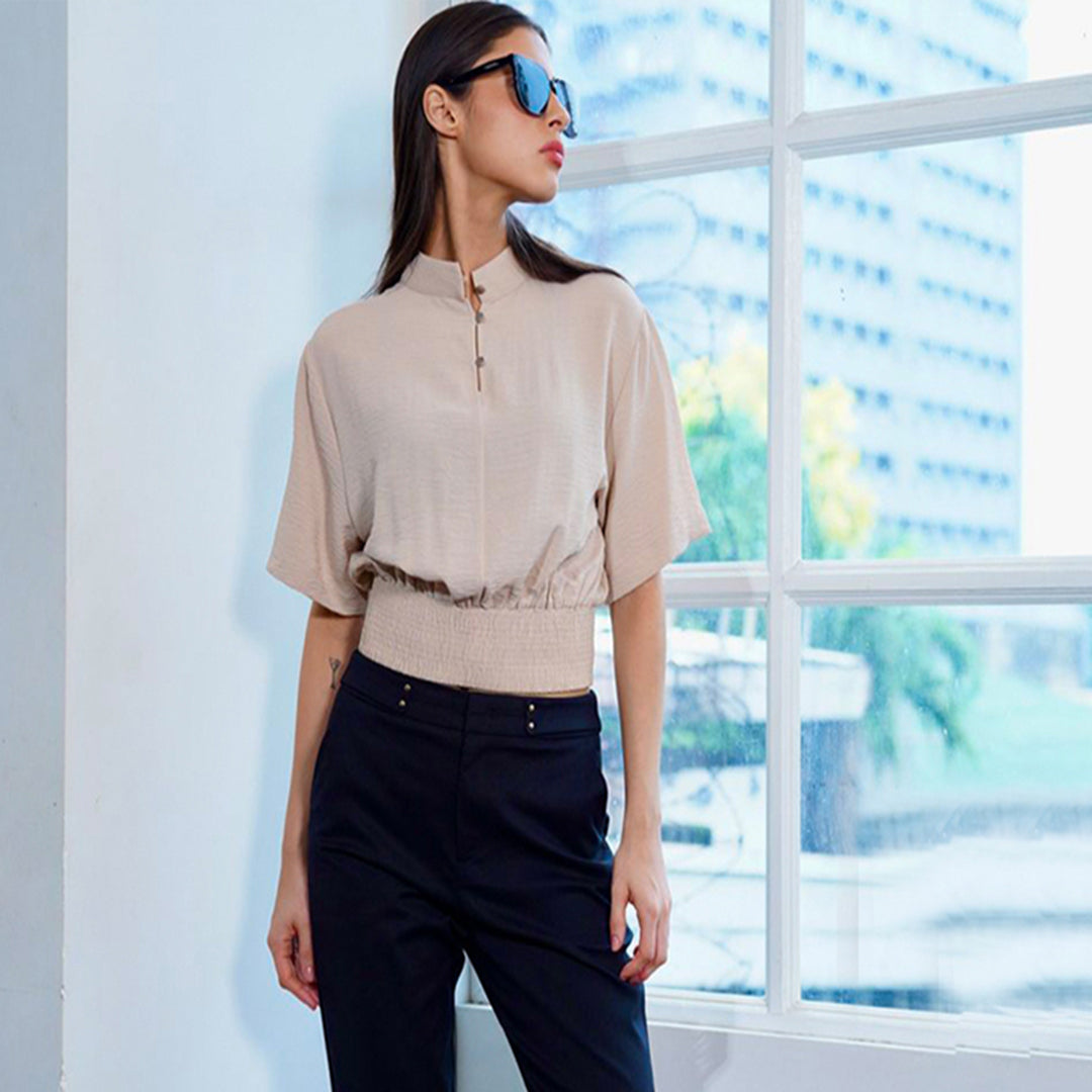 Gallia Vintage-Inspired Lace Trim Cotton Top