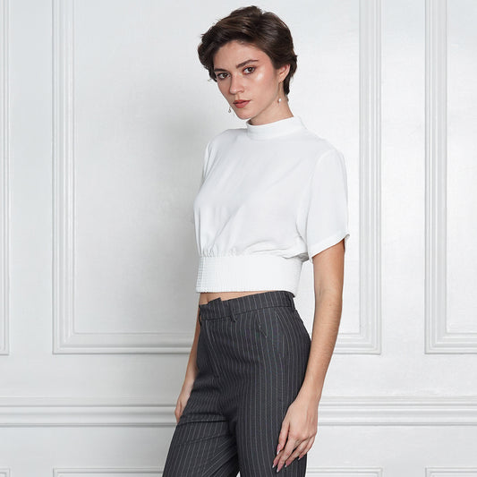 Gallia Vintage-Inspired Lace Trim Cotton Top