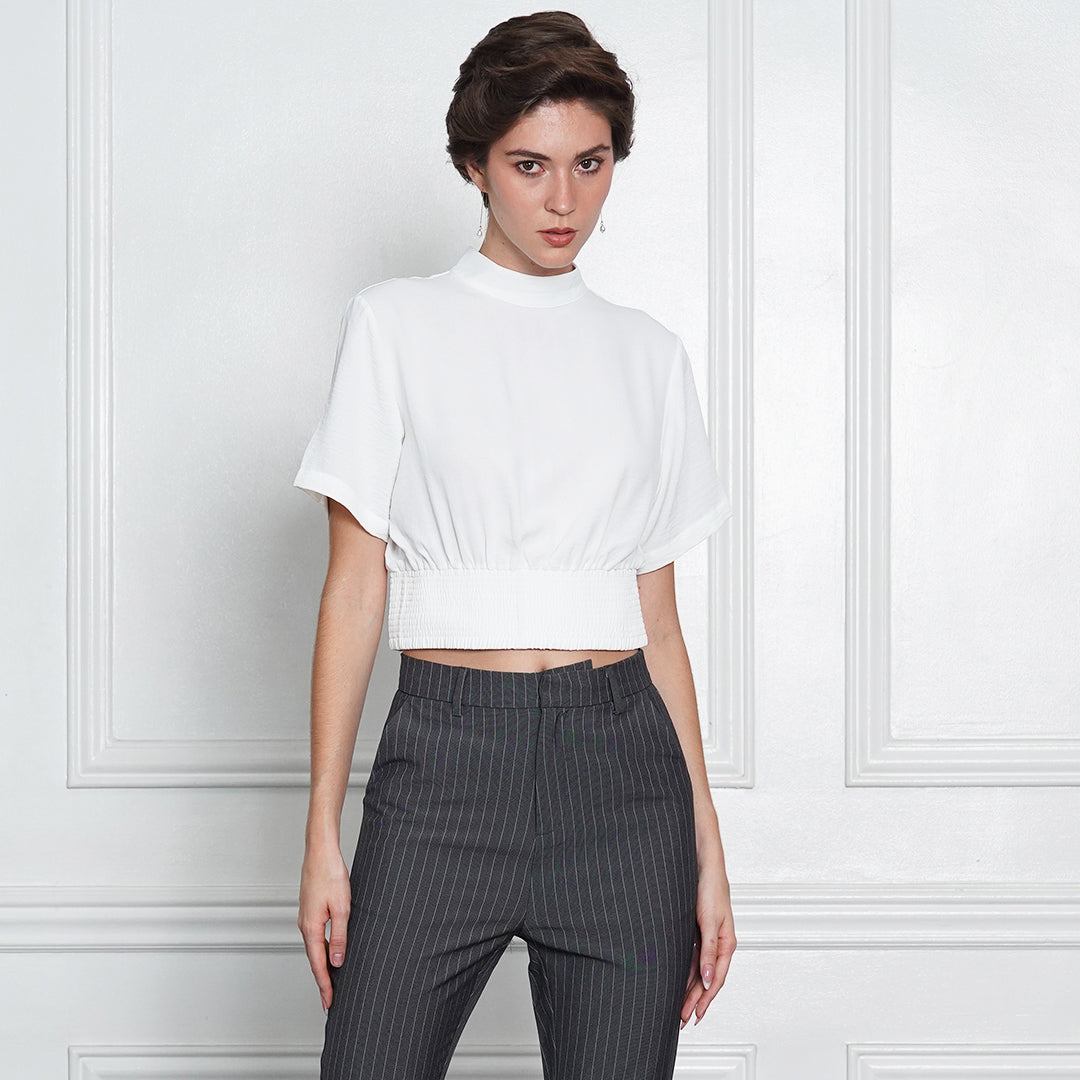 Gallia Vintage-Inspired Lace Trim Cotton Top