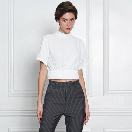 Gallia Vintage-Inspired Lace Trim Cotton Top