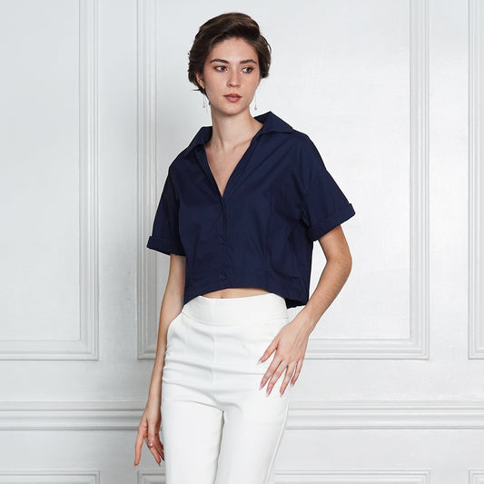Georgia Cropped Boxy Poplin Shirt