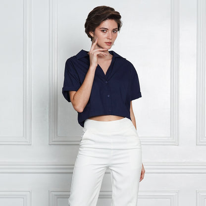Georgia Cropped Boxy Poplin Shirt