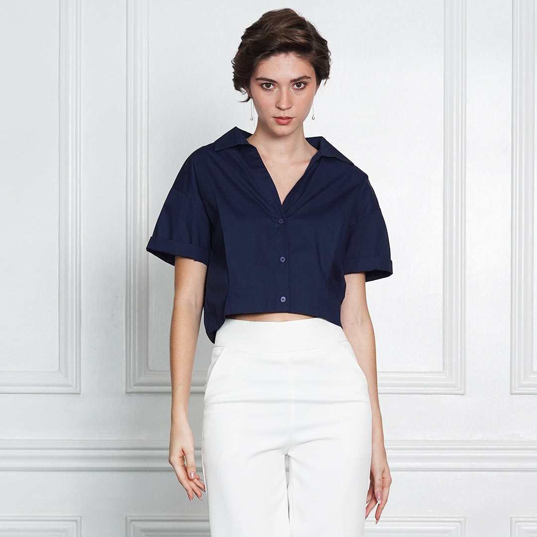 Georgia Cropped Boxy Poplin Shirt