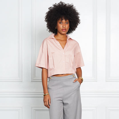 Georgia Cropped Boxy Poplin Shirt