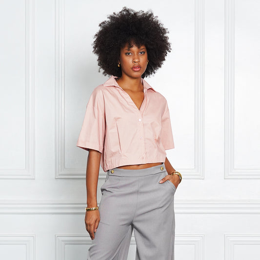 Georgia Cropped Boxy Poplin Shirt