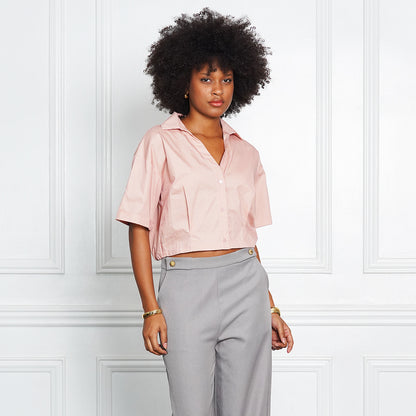 Georgia Cropped Boxy Poplin Shirt