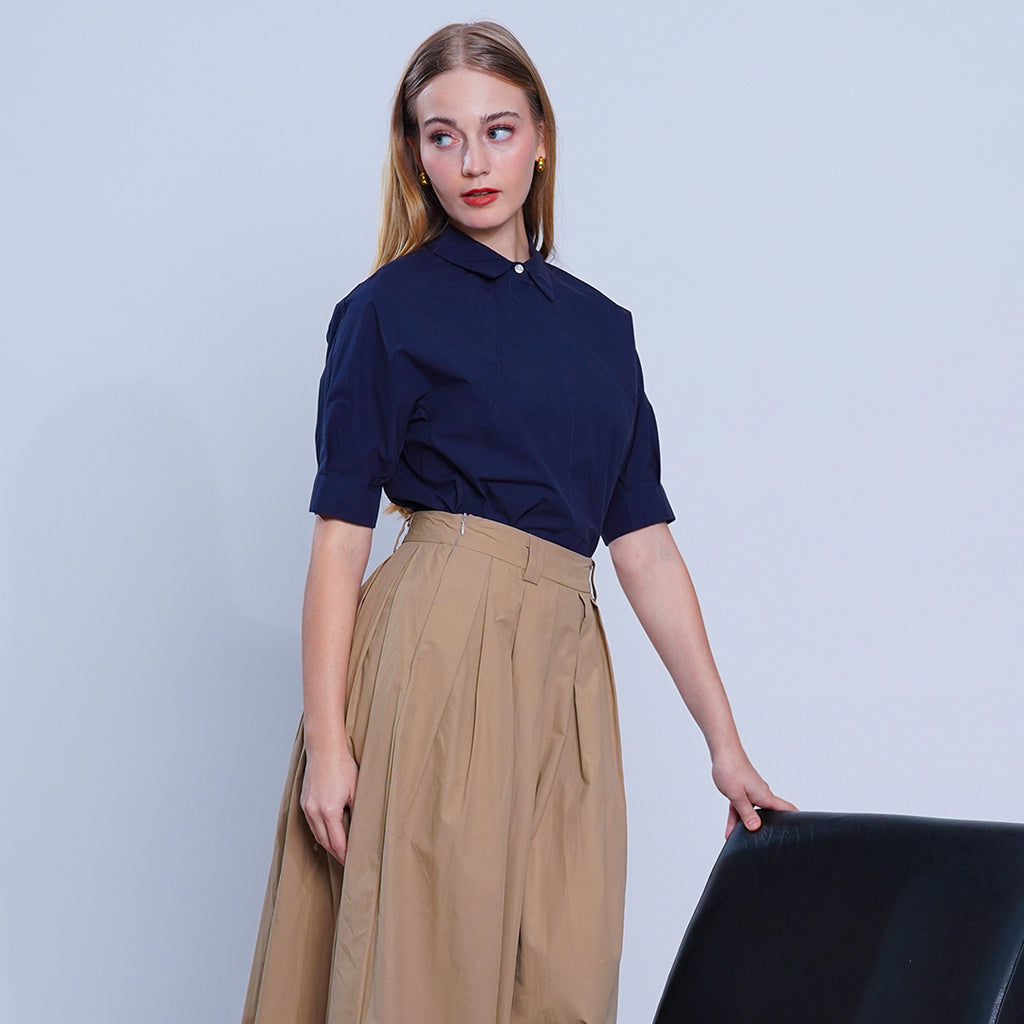 Leanna Structural Elbow-Sleeve Blouse