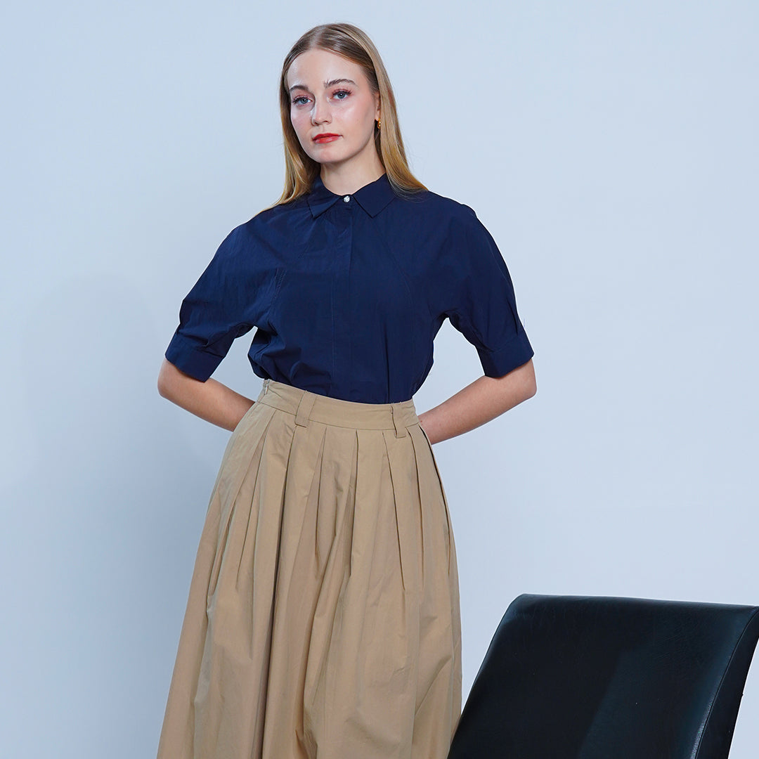 Leanna Structural Elbow-Sleeve Blouse