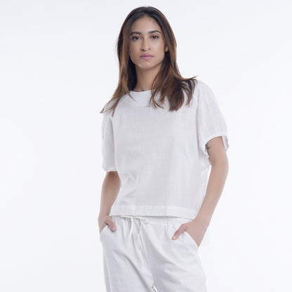 Ivanne Boat Neck Linen Top