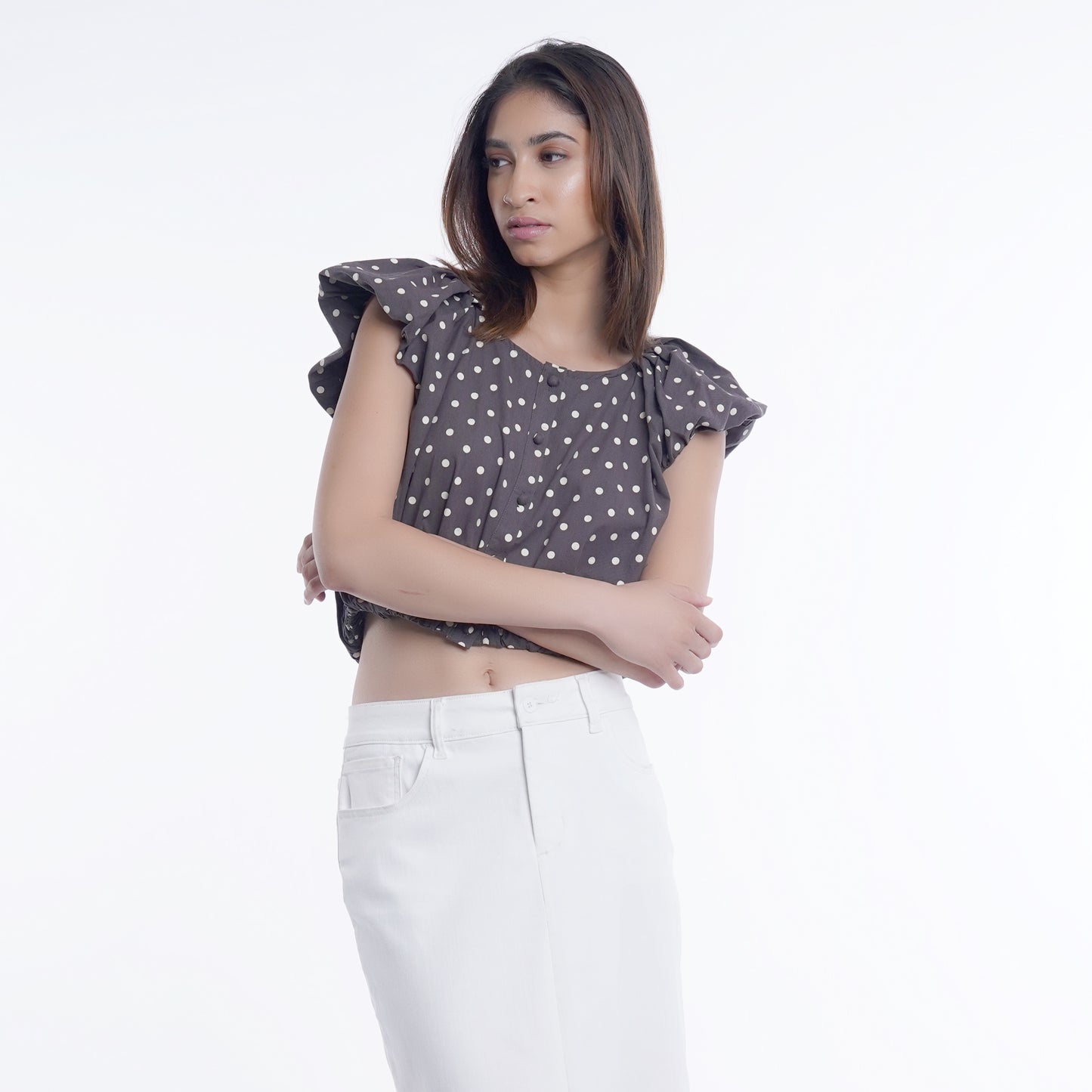 Iliza Polka Dot Print Top