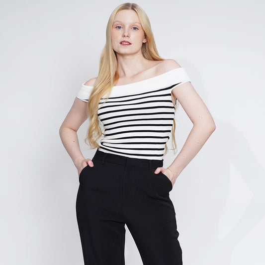 Gemmel elasticized off-the-shoulder neckline