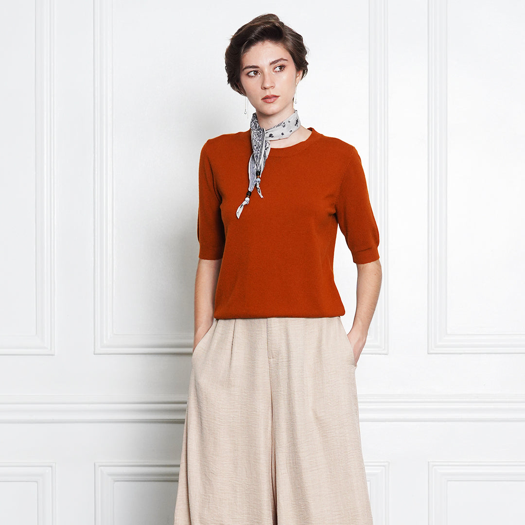 Jullian Executive Rib-Knit Blouse with scarf