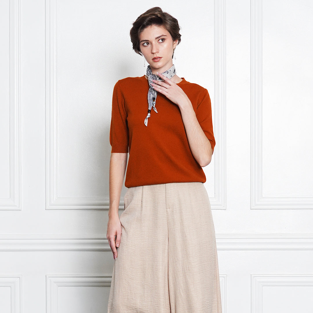 Jullian Executive Rib-Knit Blouse with scarf