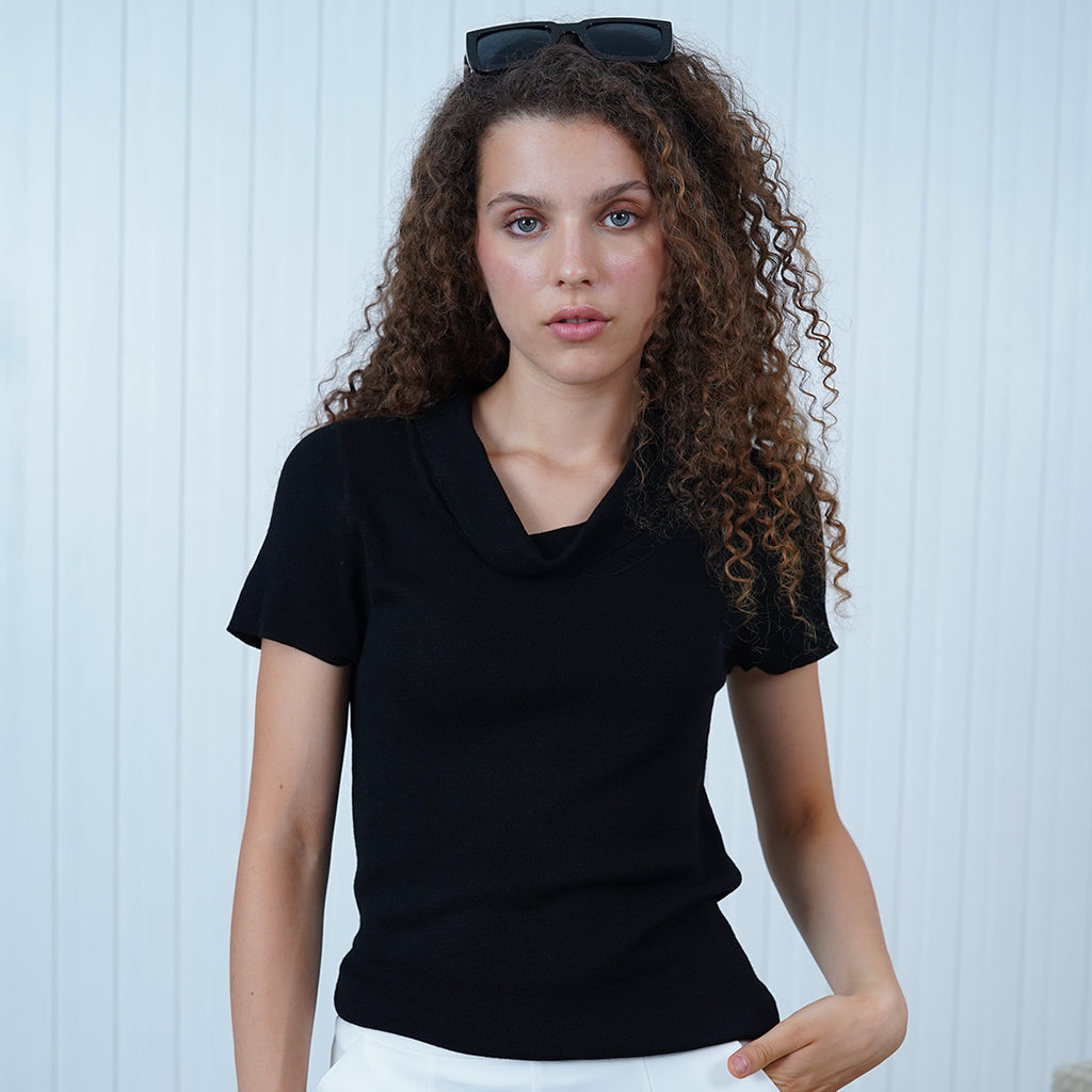 Desiree Cowl Neck Knit Blouse