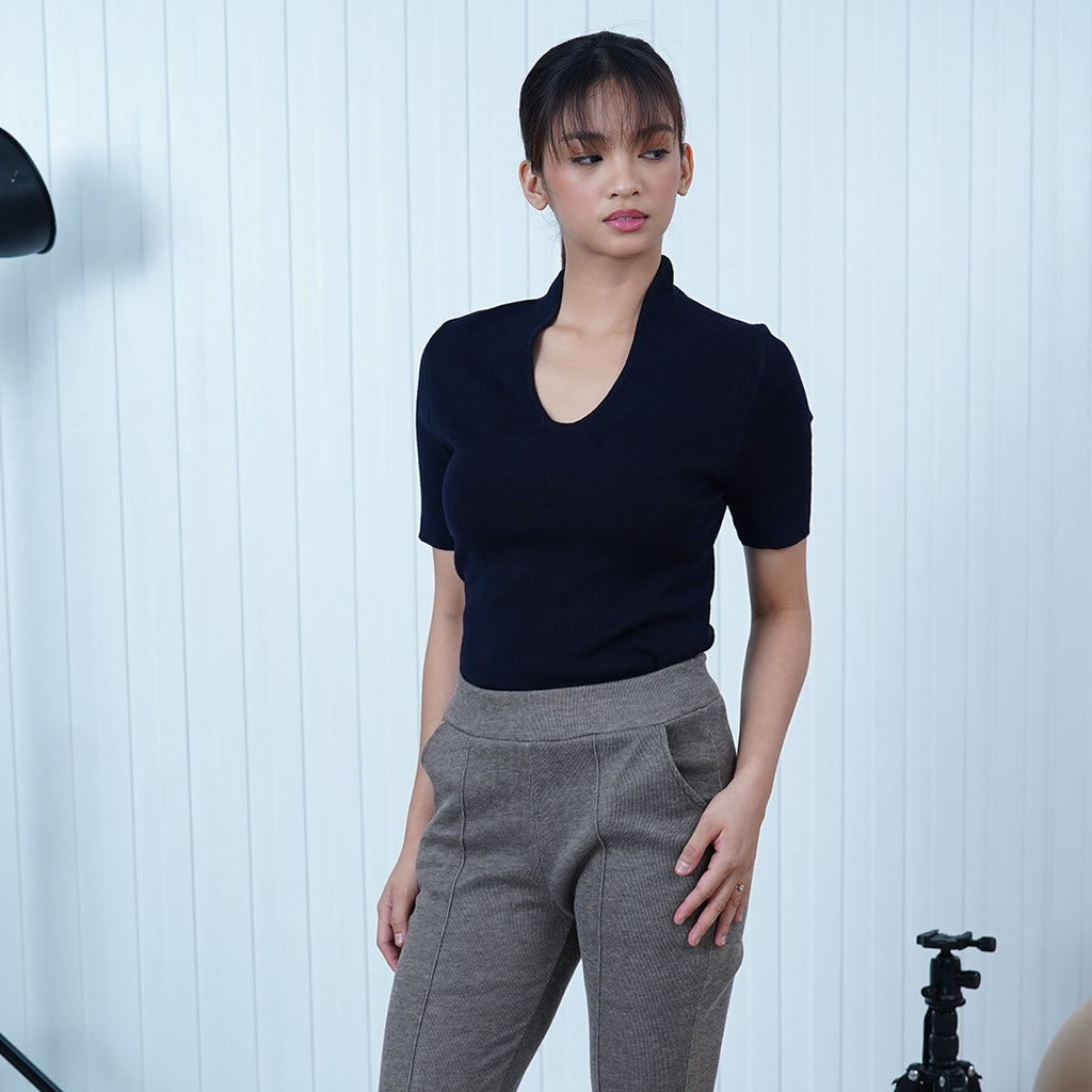 Daphne Split-Neck Knit Top