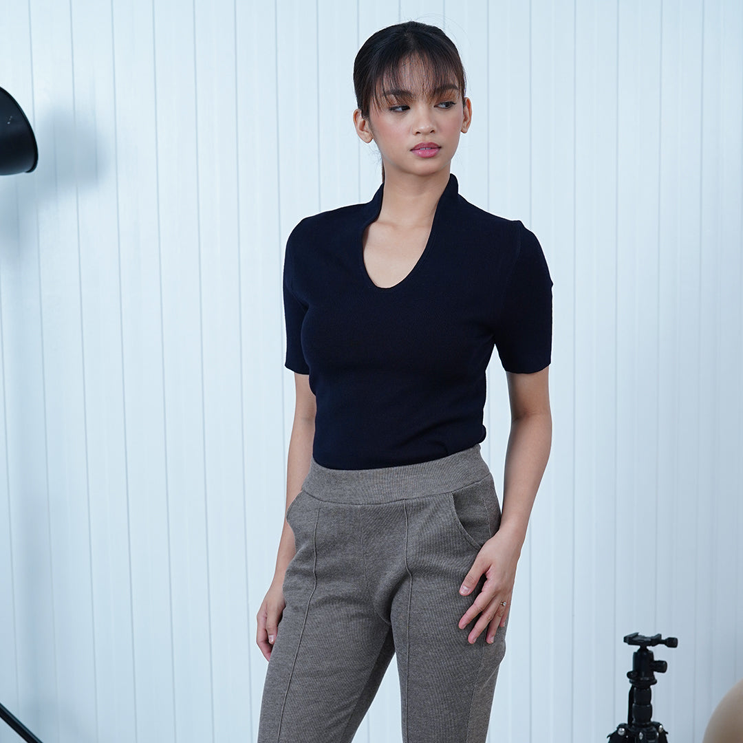 Daphne Split-Neck Knit Top
