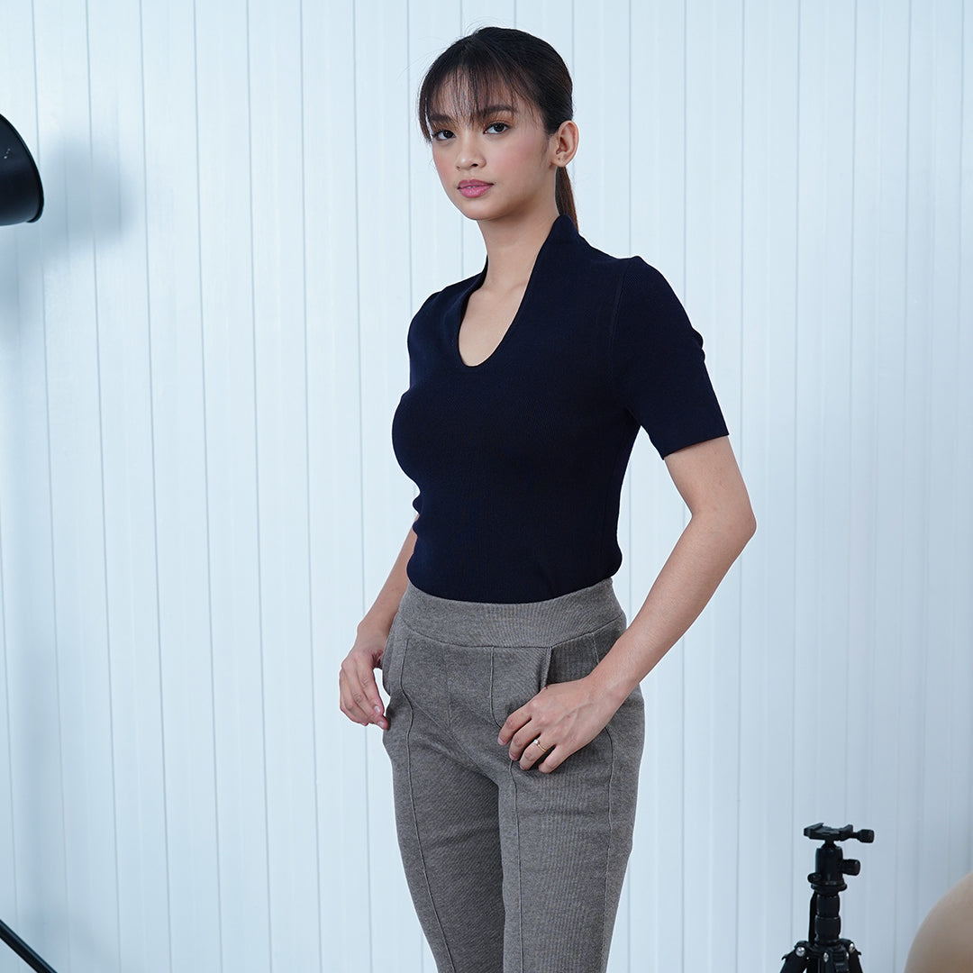 Daphne Split-Neck Knit Top