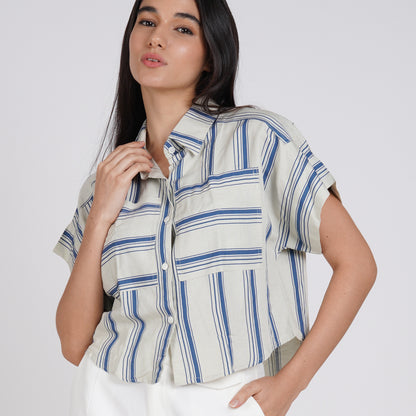 Feliz Stripes Cropped Shirt