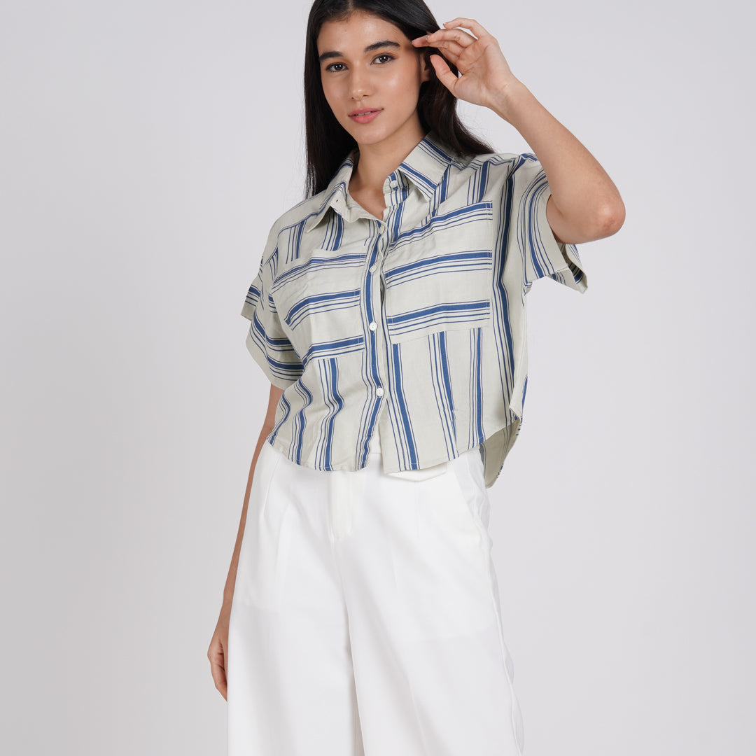 Feliz Stripes Cropped Shirt