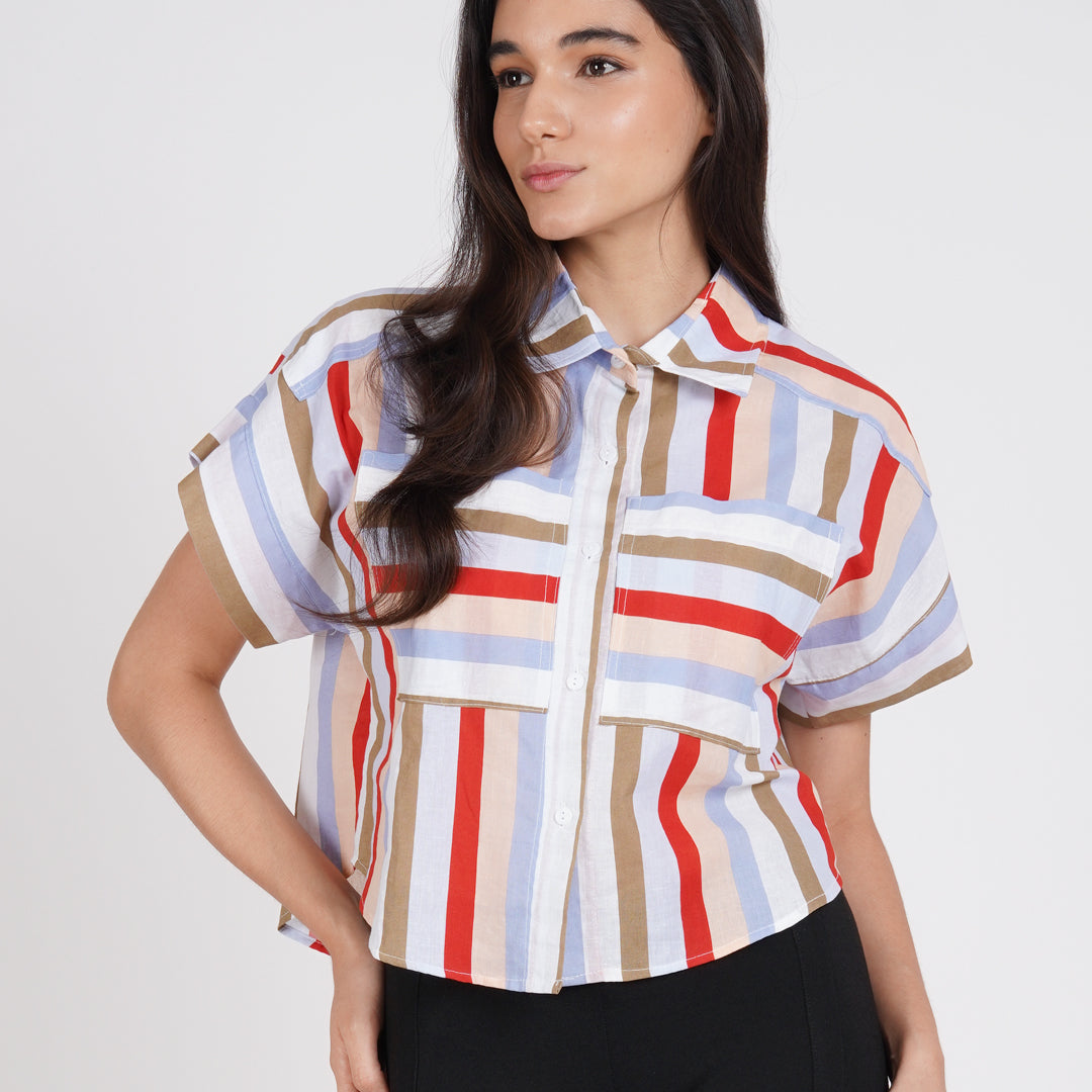 Feliz Stripes Cropped Shirt