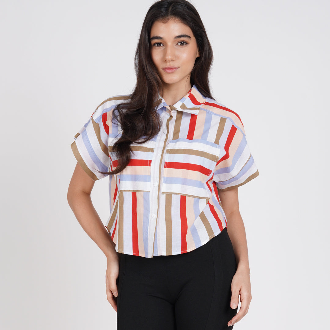 Feliz Stripes Cropped Shirt