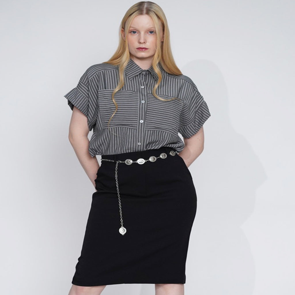 Haven Striped Cropped Button-Down