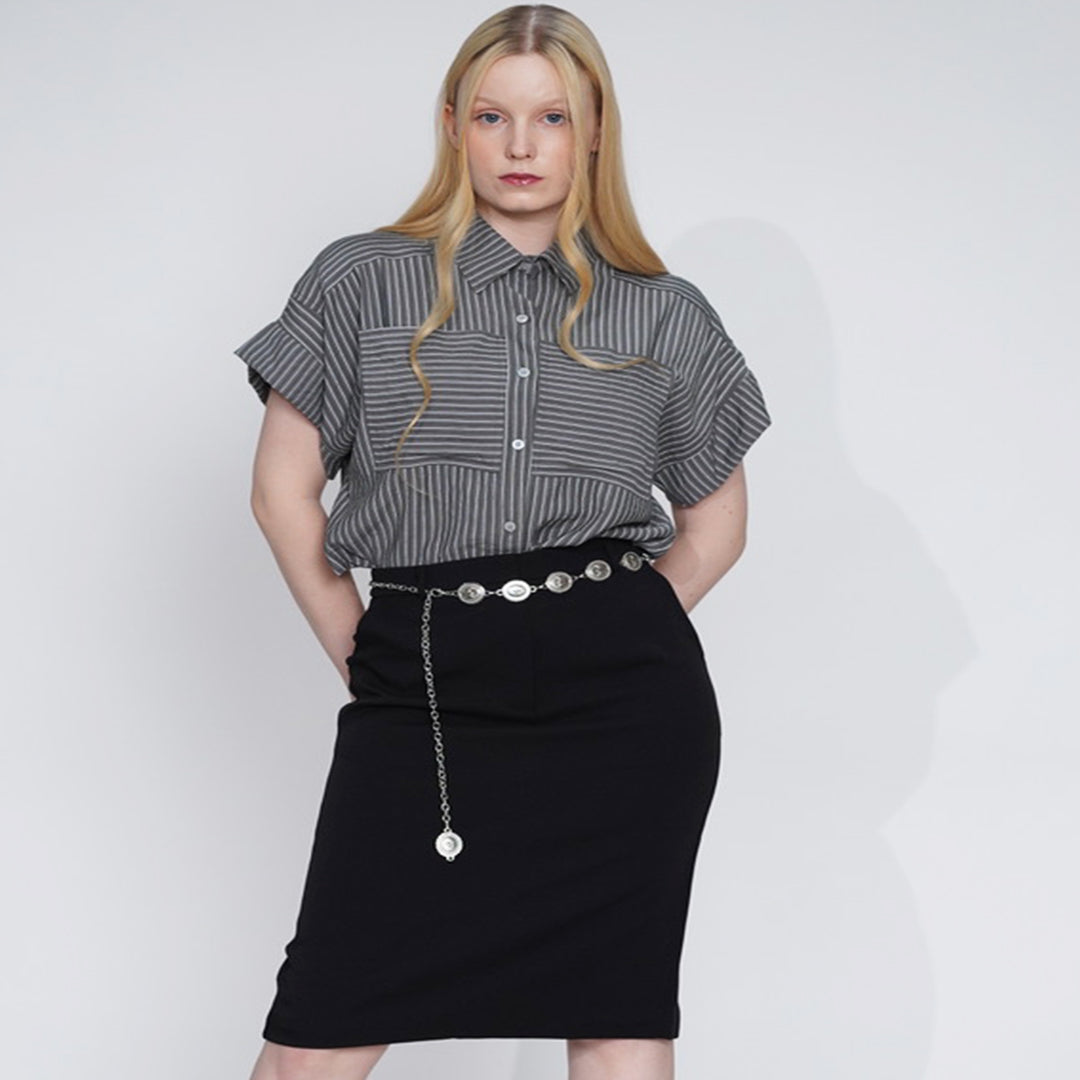 Haven Striped Cropped Button-Down