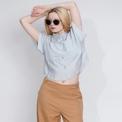Haven Striped Cropped Button-Down