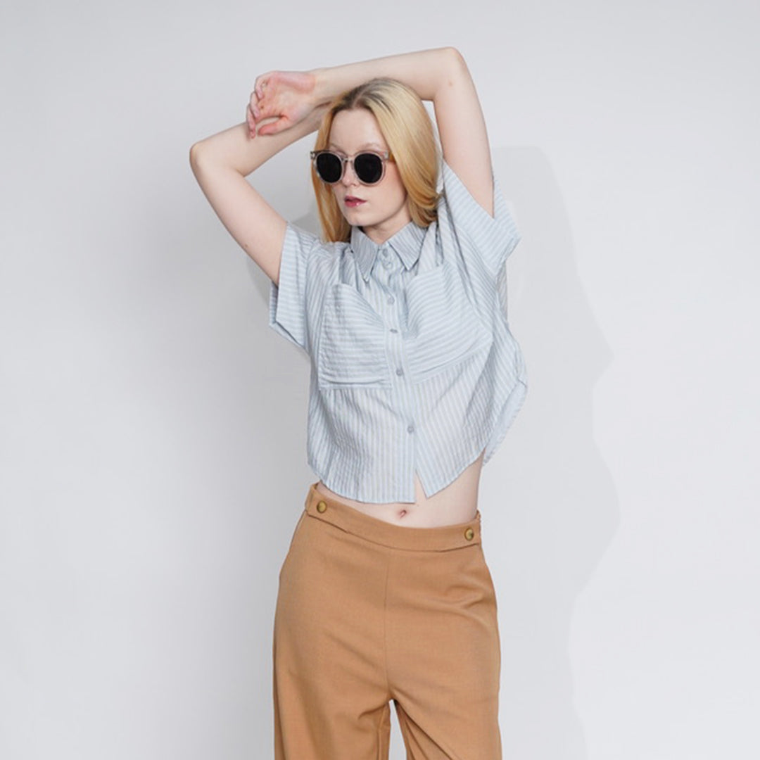 Haven Striped Cropped Button-Down