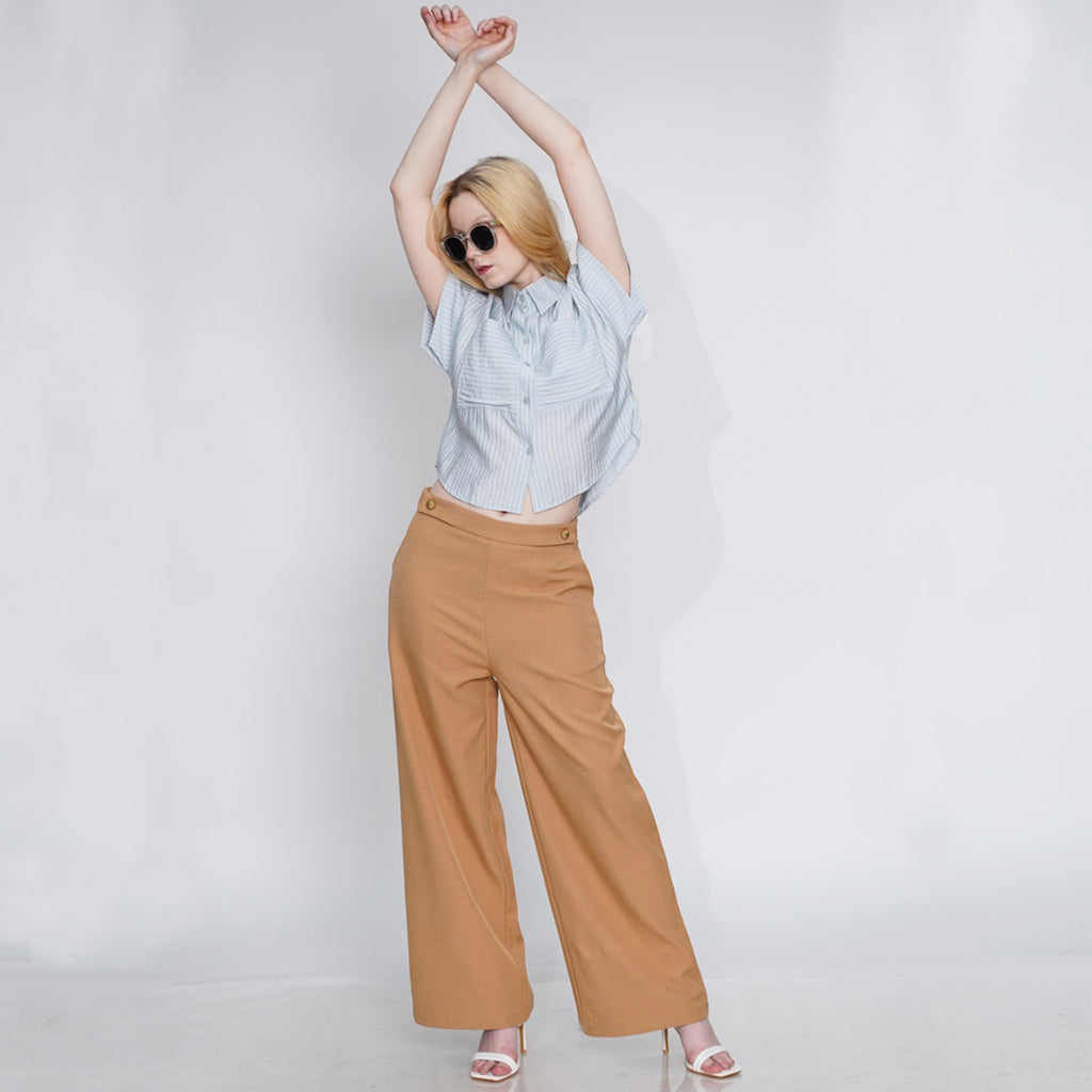 Haven Striped Cropped Button-Down