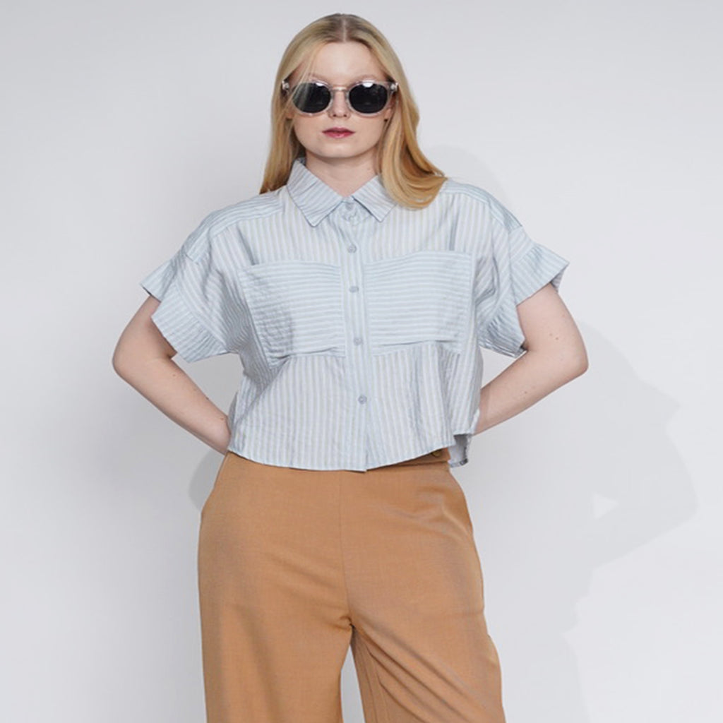 Haven Striped Cropped Button-Down