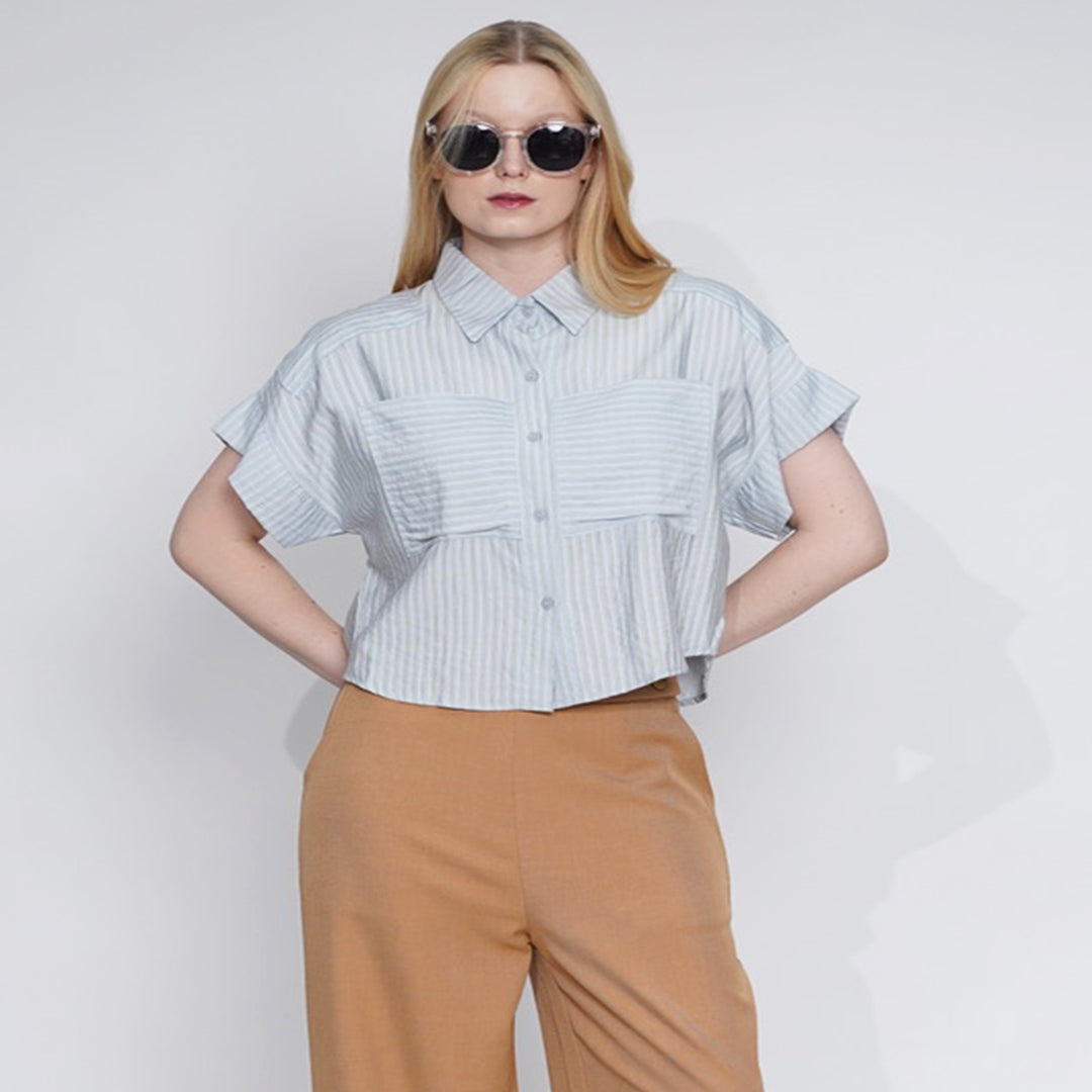 Haven Striped Cropped Button-Down