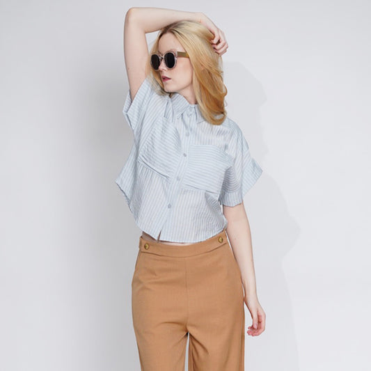 Haven Striped Cropped Button-Down