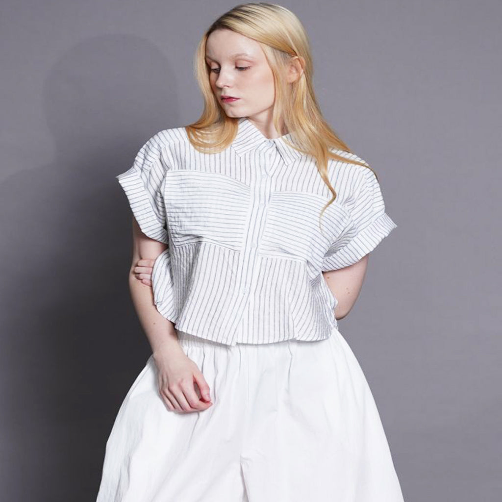 Haven Striped Cropped Button-Down