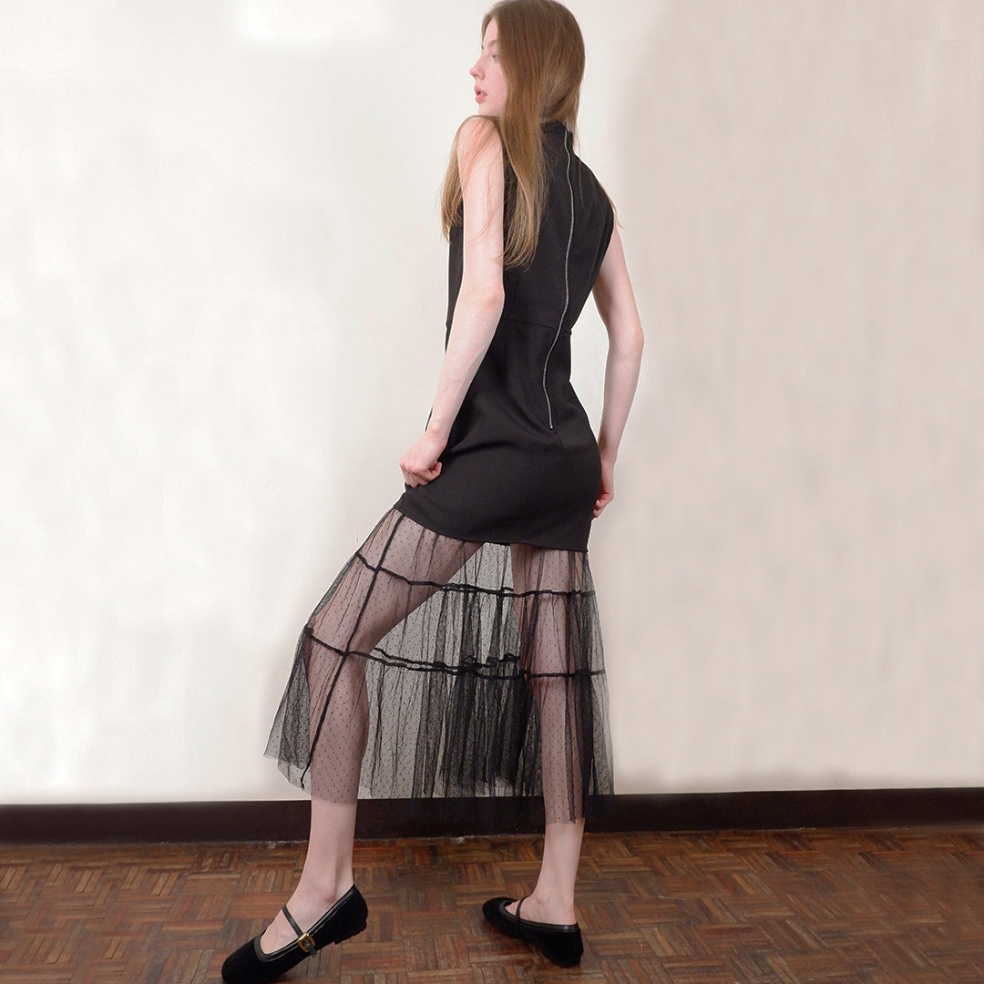 Elvie Layered Mesh Panel Dress