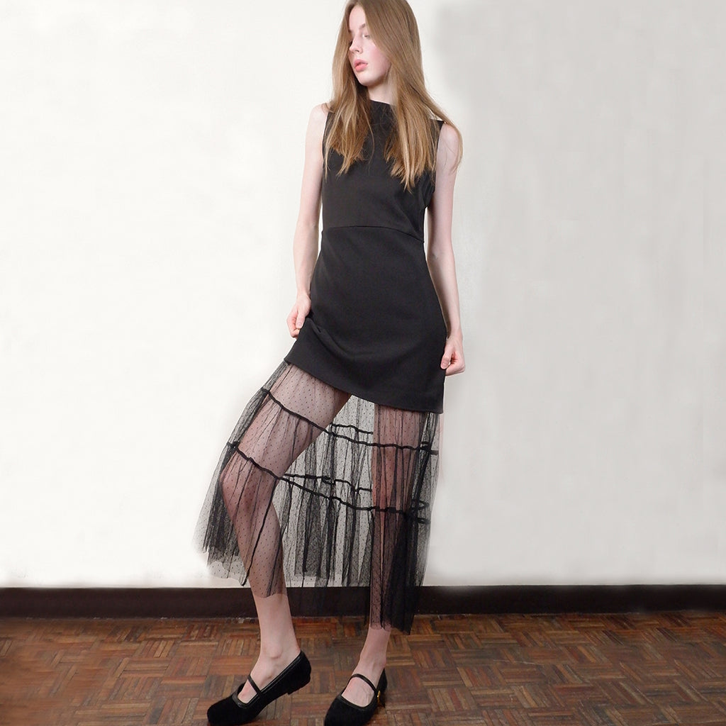 Elvie Layered Mesh Panel Dress