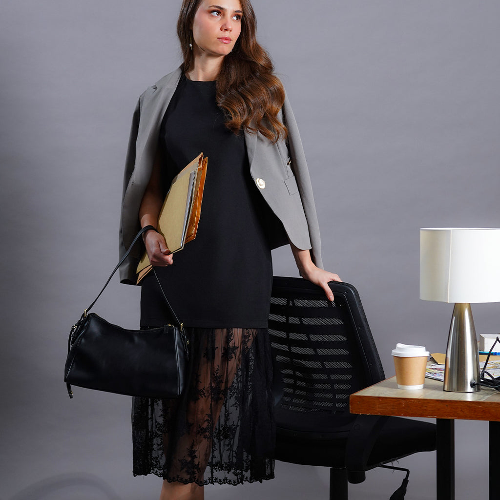 Laurine Embroidered Lace Overlay Shift Dress