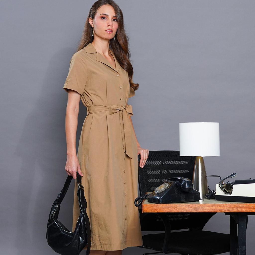 Lucy Executive Notched Collar Midi Dress
