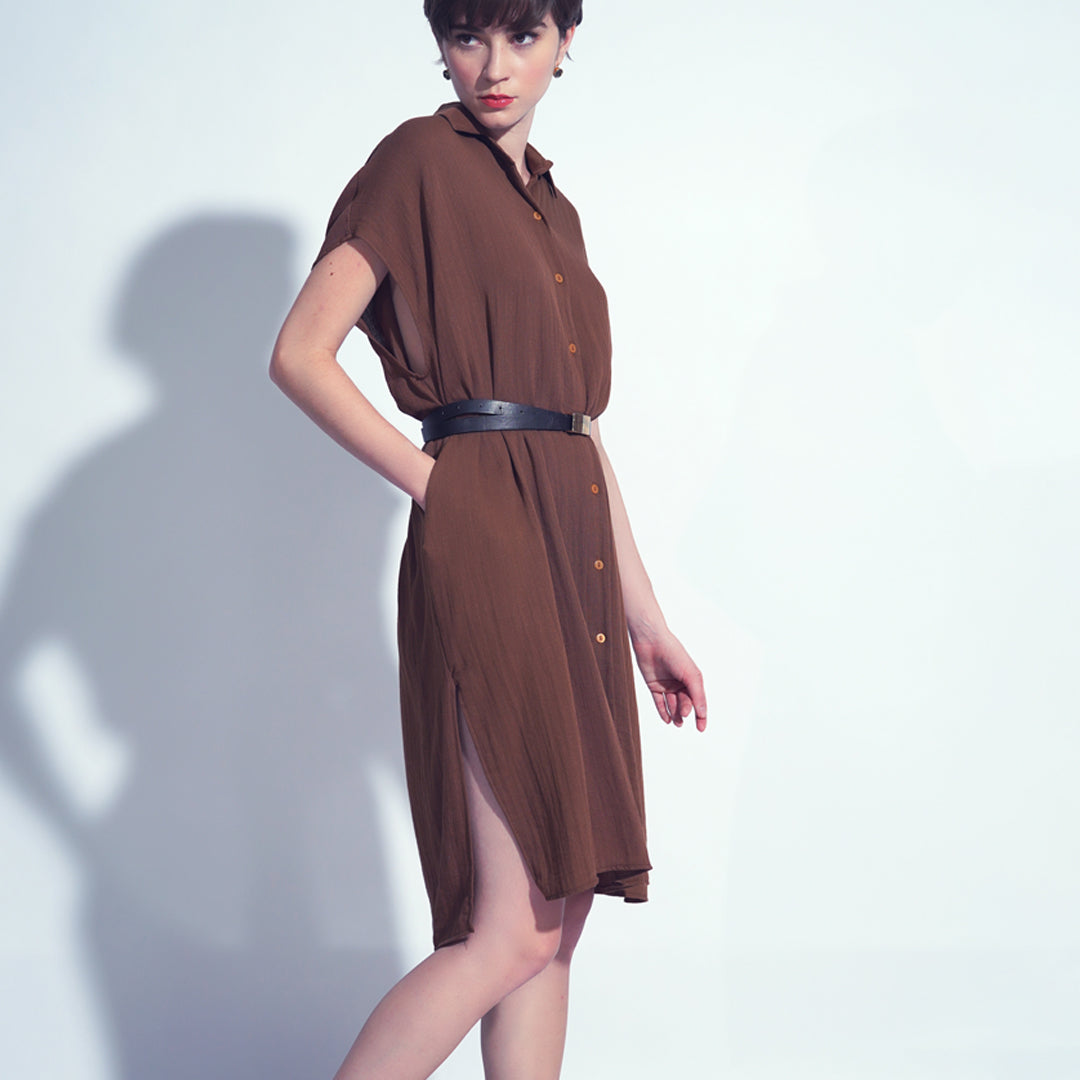 Cyl Button-down Linen Shirt Dress