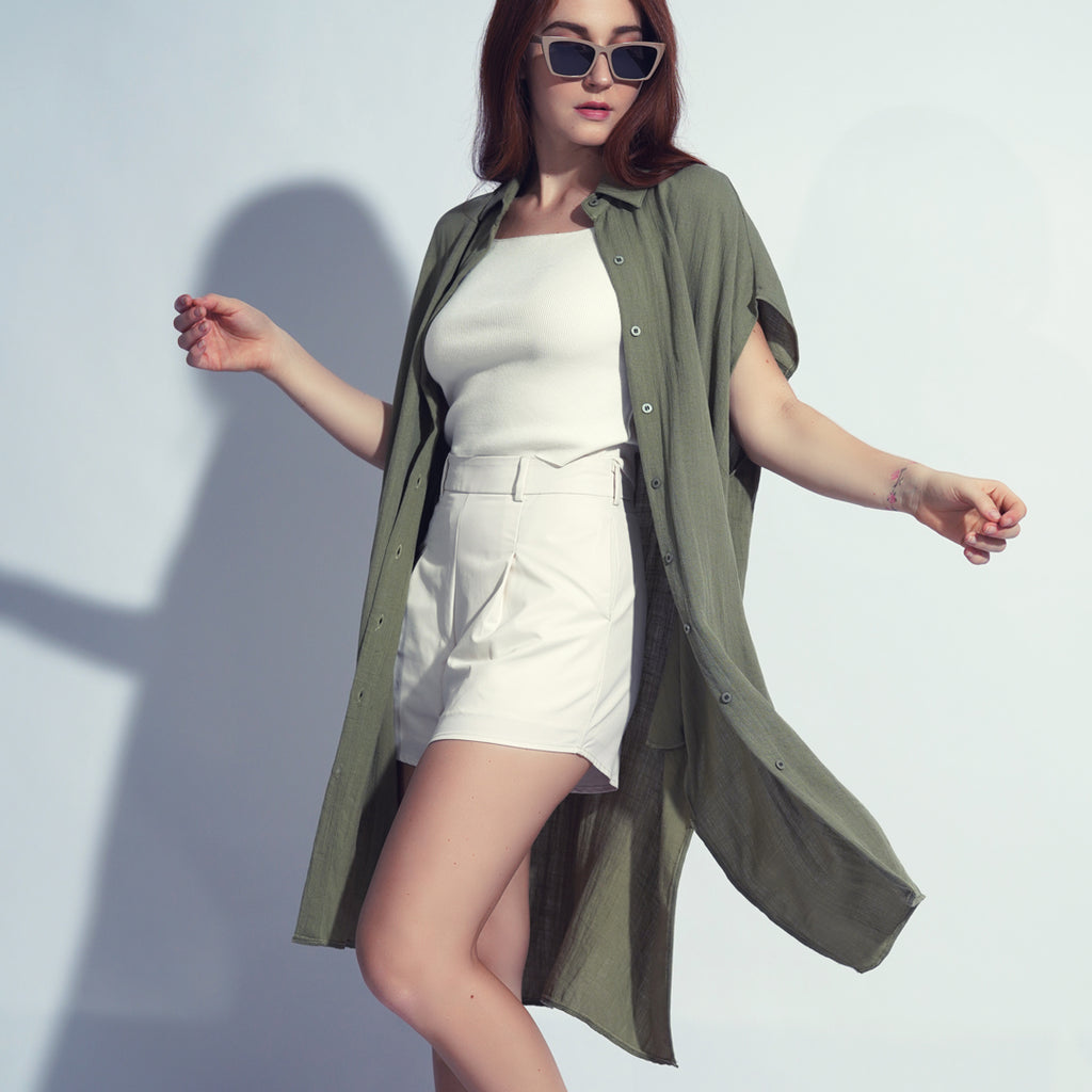 Cyl Button-down Linen Shirt Dress
