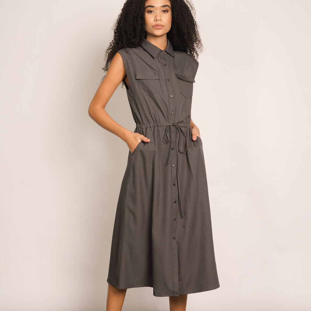 Kinsley Collared Shirt Drawstring Waist Dress 2