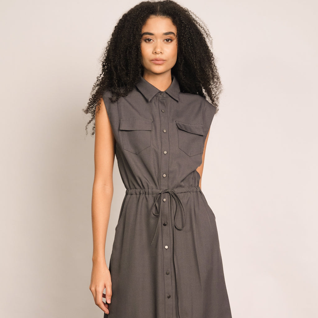 Kinsley Collared Shirt Drawstring Waist Dress 2
