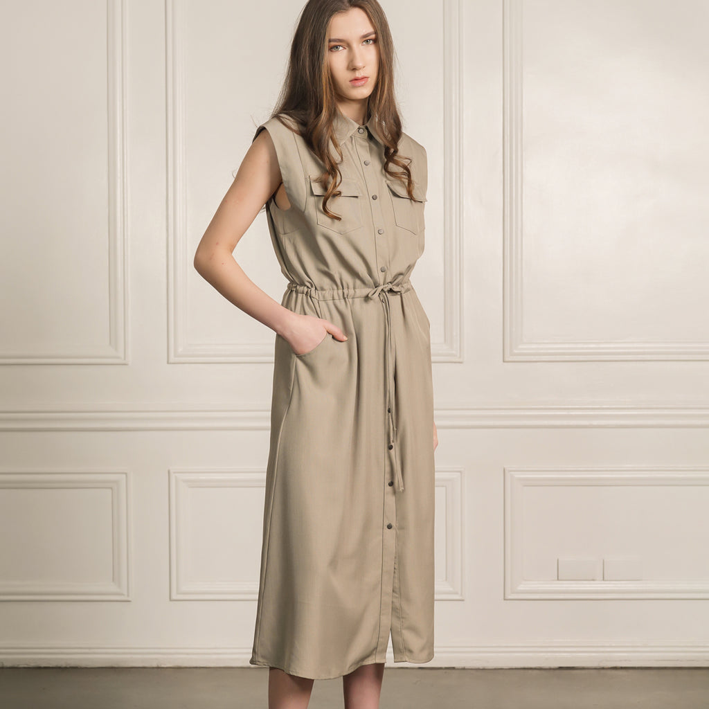 Kinsley Collared Shirt Drawstring Waist Dress 2