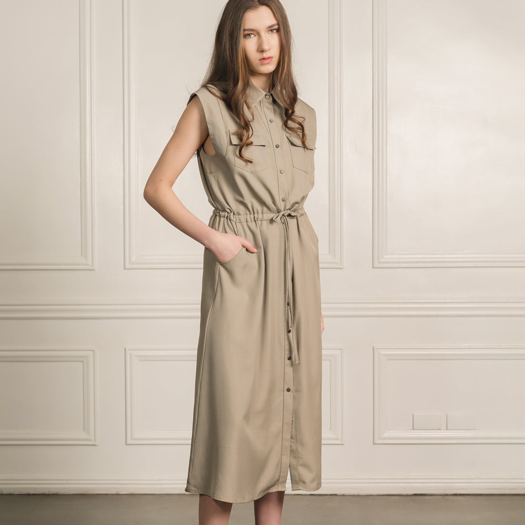 Kinsley Collared Shirt Drawstring Waist Dress 2