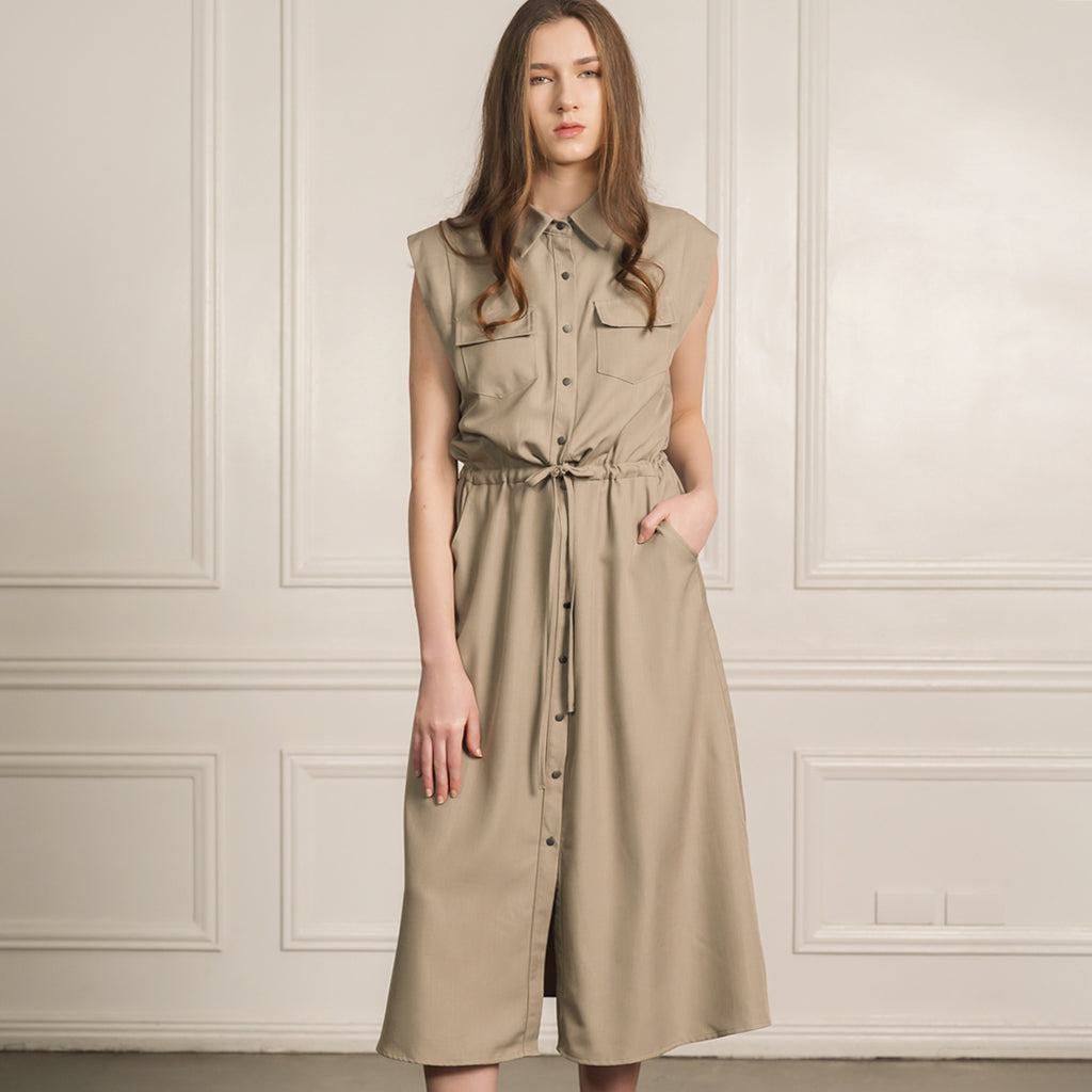 Kinsley Collared Shirt Drawstring Waist Dress 2