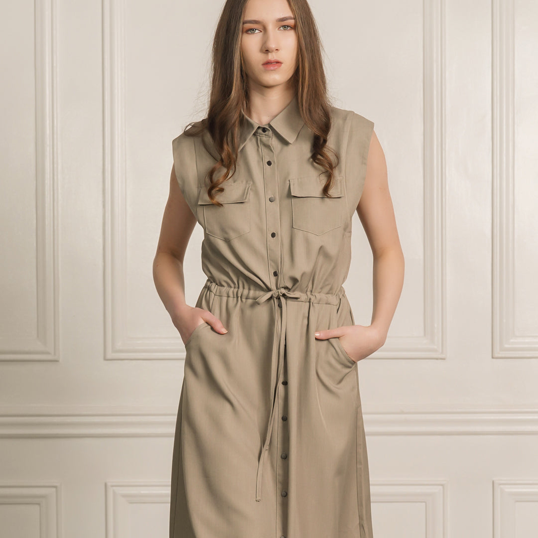 Kinsley Collared Shirt Drawstring Waist Dress 2