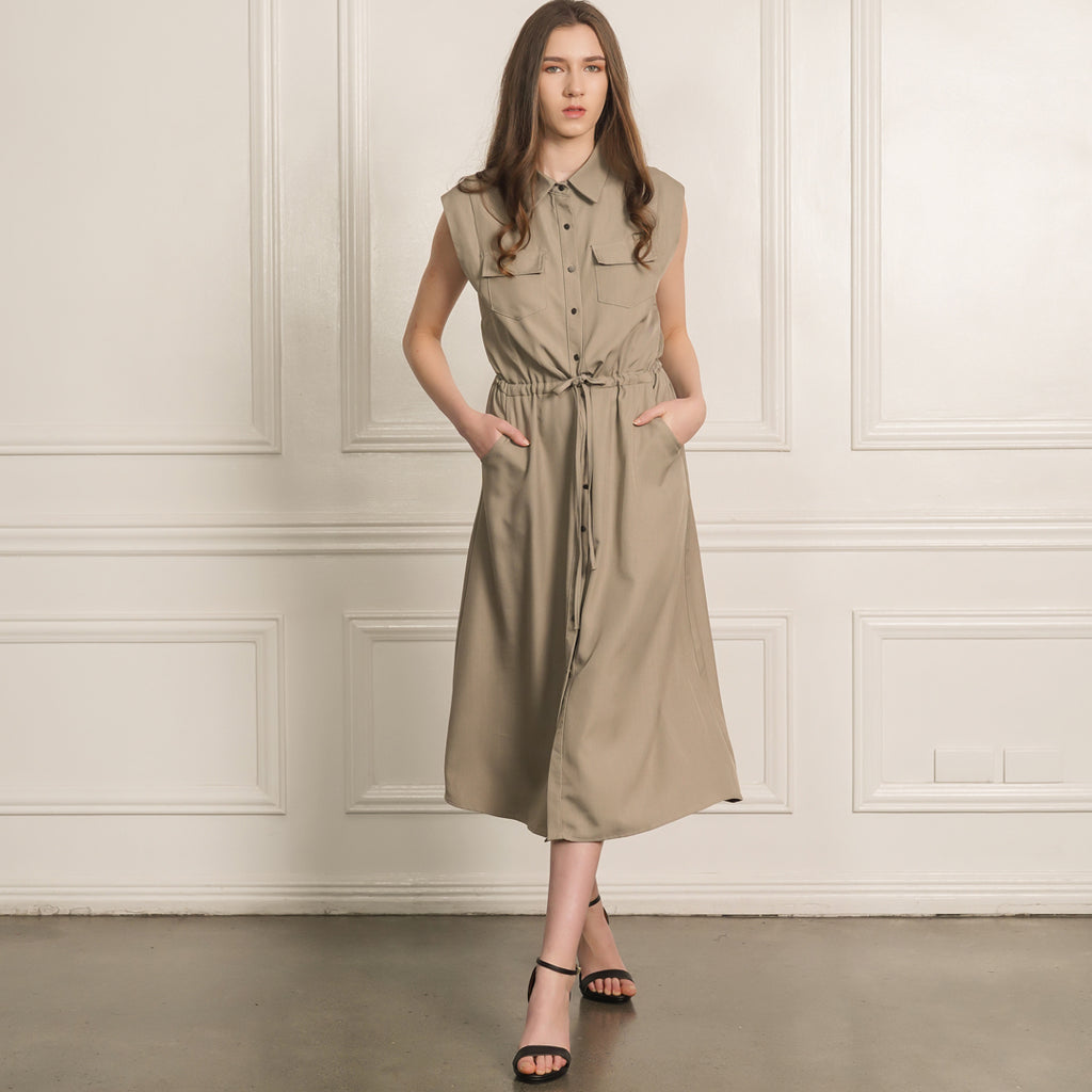 Kinsley Collared Shirt Drawstring Waist Dress 2